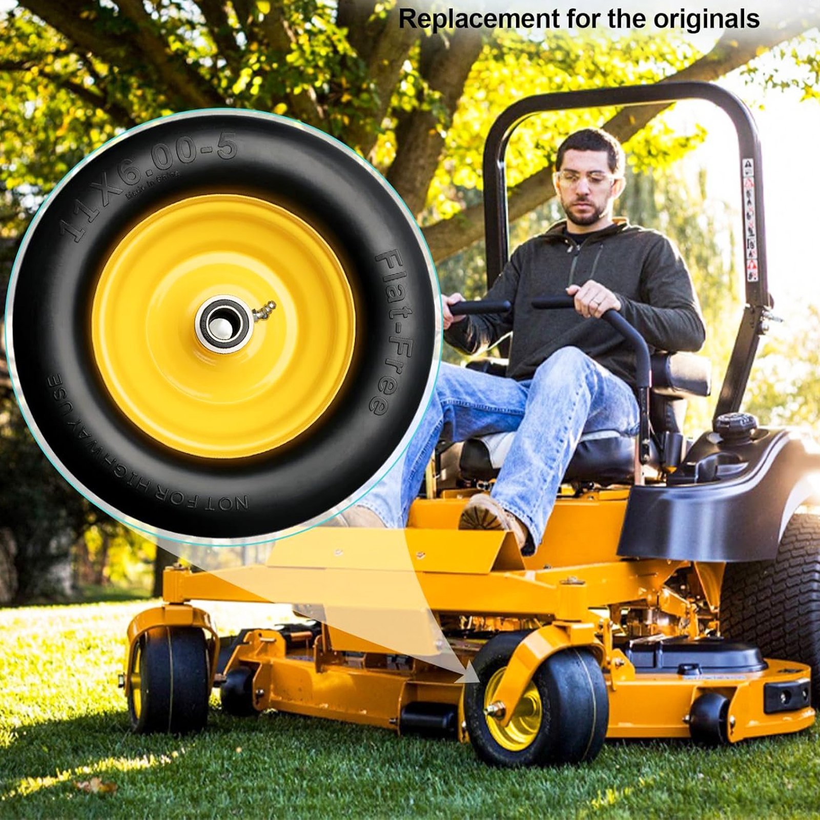 11x6-5 Lawn Mower Tires Flat Free - Image 5