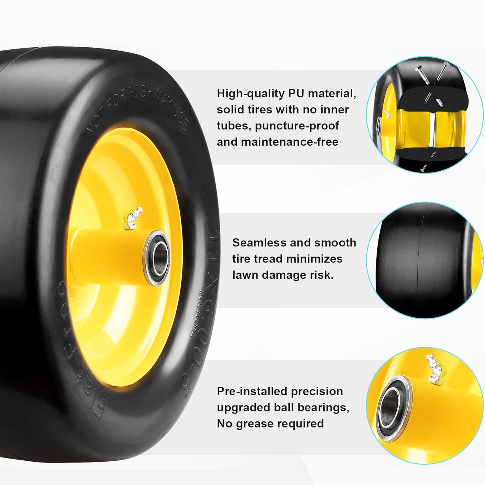 11x6-5 Lawn Mower Tires Flat Free - Image 4