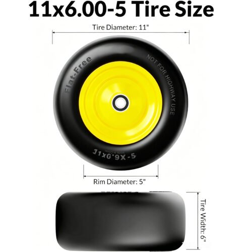 11×6-5 Lawn Mower Tires Flat Free