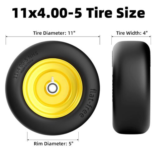 TEPU 11×4.00-5 Lawn Mower Tires Flat Free